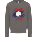 Torn Laos Flag Laotian Day Football Mens Sweatshirt Jumper Charcoal
