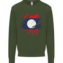 Torn Laos Flag Laotian Day Football Mens Sweatshirt Jumper Forest Green