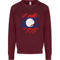 Torn Laos Flag Laotian Day Football Mens Sweatshirt Jumper Maroon