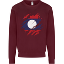 Torn Laos Flag Laotian Day Football Mens Sweatshirt Jumper Maroon