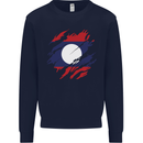 Torn Laos Flag Laotian Day Football Mens Sweatshirt Jumper Navy Blue