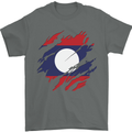 Torn Laos Flag Laotian Day Football Mens T-Shirt 100% Cotton Charcoal