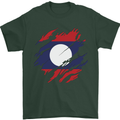 Torn Laos Flag Laotian Day Football Mens T-Shirt 100% Cotton Forest Green