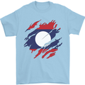 Torn Laos Flag Laotian Day Football Mens T-Shirt 100% Cotton Light Blue