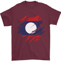 Torn Laos Flag Laotian Day Football Mens T-Shirt 100% Cotton Maroon