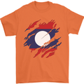 Torn Laos Flag Laotian Day Football Mens T-Shirt 100% Cotton Orange