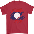 Torn Laos Flag Laotian Day Football Mens T-Shirt 100% Cotton Red