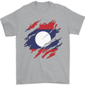 Torn Laos Flag Laotian Day Football Mens T-Shirt 100% Cotton Sports Grey