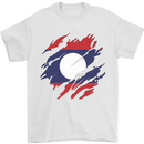 Torn Laos Flag Laotian Day Football Mens T-Shirt 100% Cotton White
