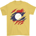 Torn Laos Flag Laotian Day Football Mens T-Shirt 100% Cotton Yellow