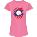 Torn Laos Flag Laotian Day Football Womens Petite Cut T-Shirt Azalea