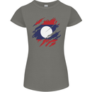 Torn Laos Flag Laotian Day Football Womens Petite Cut T-Shirt Charcoal