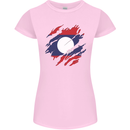 Torn Laos Flag Laotian Day Football Womens Petite Cut T-Shirt Light Pink