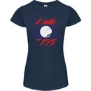 Torn Laos Flag Laotian Day Football Womens Petite Cut T-Shirt Navy Blue
