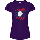 Torn Laos Flag Laotian Day Football Womens Petite Cut T-Shirt Purple