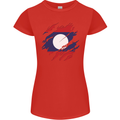 Torn Laos Flag Laotian Day Football Womens Petite Cut T-Shirt Red