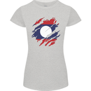 Torn Laos Flag Laotian Day Football Womens Petite Cut T-Shirt Sports Grey