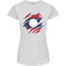 Torn Laos Flag Laotian Day Football Womens Petite Cut T-Shirt White