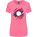 Torn Laos Flag Laotian Day Football Womens Wider Cut T-Shirt Azalea