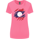 Torn Laos Flag Laotian Day Football Womens Wider Cut T-Shirt Azalea