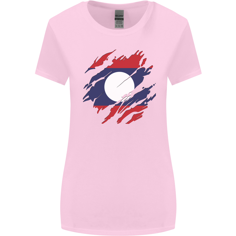 Torn Laos Flag Laotian Day Football Womens Wider Cut T-Shirt Light Pink