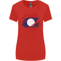 Torn Laos Flag Laotian Day Football Womens Wider Cut T-Shirt Red