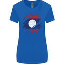 Torn Laos Flag Laotian Day Football Womens Wider Cut T-Shirt Royal Blue