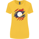 Torn Laos Flag Laotian Day Football Womens Wider Cut T-Shirt Yellow