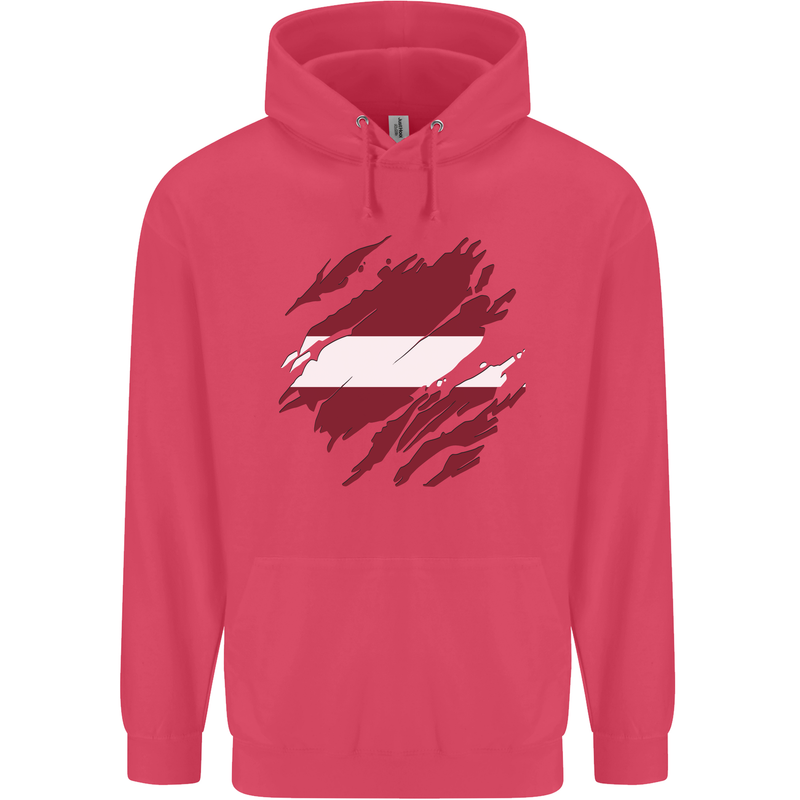 Torn Latvia Flag Latvian Day Football Childrens Kids Hoodie Heliconia
