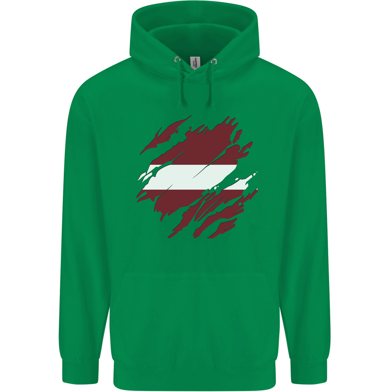 Torn Latvia Flag Latvian Day Football Childrens Kids Hoodie Irish Green