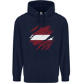 Torn Latvia Flag Latvian Day Football Childrens Kids Hoodie Navy Blue