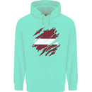 Torn Latvia Flag Latvian Day Football Childrens Kids Hoodie Peppermint