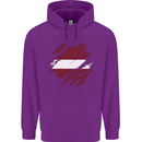 Torn Latvia Flag Latvian Day Football Childrens Kids Hoodie Purple