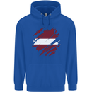Torn Latvia Flag Latvian Day Football Childrens Kids Hoodie Royal Blue