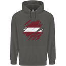 Torn Latvia Flag Latvian Day Football Childrens Kids Hoodie Storm Grey