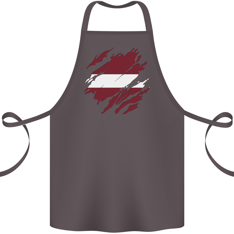 Torn Latvia Flag Latvian Day Football Cotton Apron 100% Organic Dark Grey