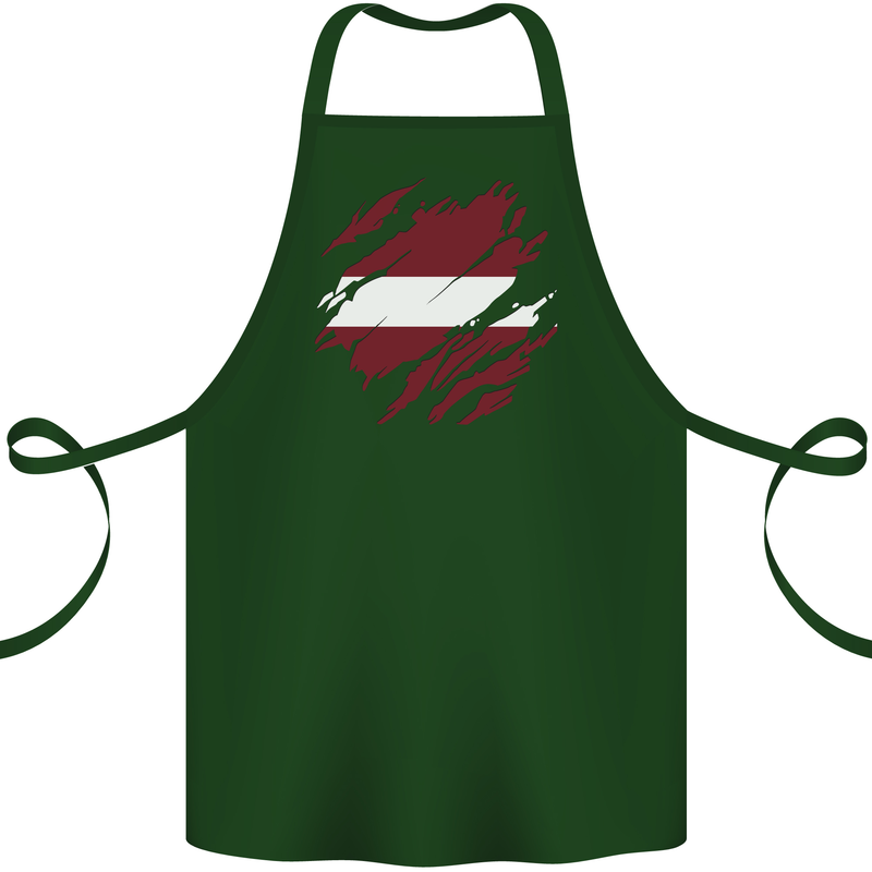 Torn Latvia Flag Latvian Day Football Cotton Apron 100% Organic Forest Green