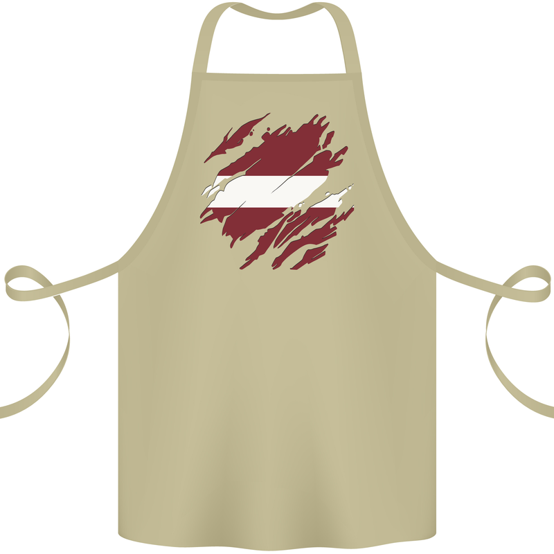 Torn Latvia Flag Latvian Day Football Cotton Apron 100% Organic Khaki