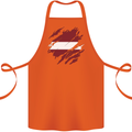 Torn Latvia Flag Latvian Day Football Cotton Apron 100% Organic Orange