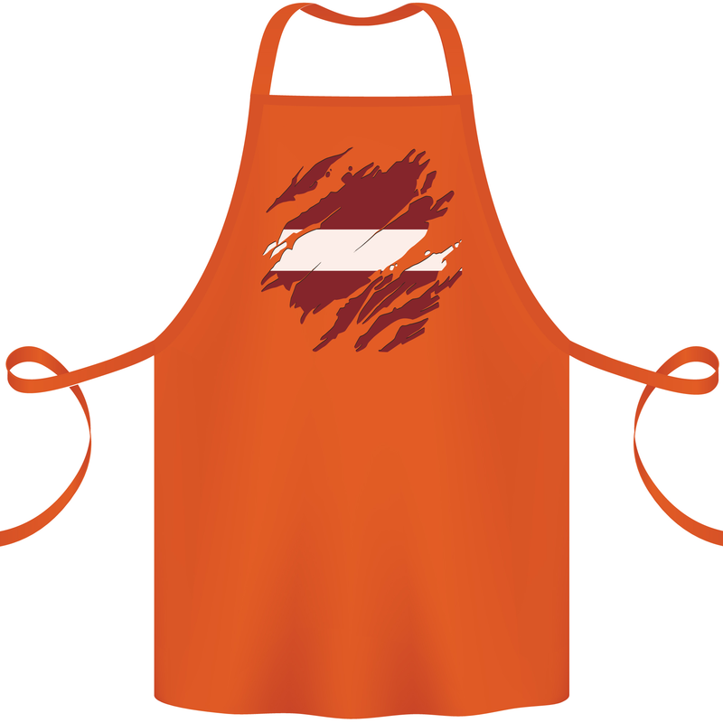 Torn Latvia Flag Latvian Day Football Cotton Apron 100% Organic Orange
