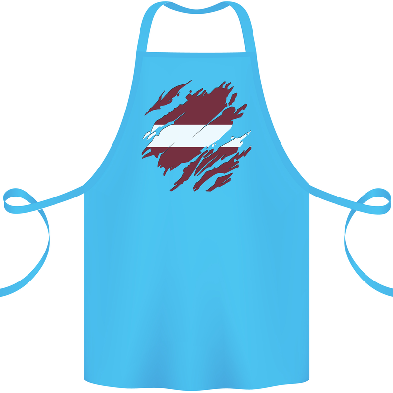 Torn Latvia Flag Latvian Day Football Cotton Apron 100% Organic Turquoise