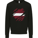 Torn Latvia Flag Latvian Day Football Kids Sweatshirt Jumper Black