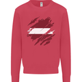 Torn Latvia Flag Latvian Day Football Kids Sweatshirt Jumper Heliconia