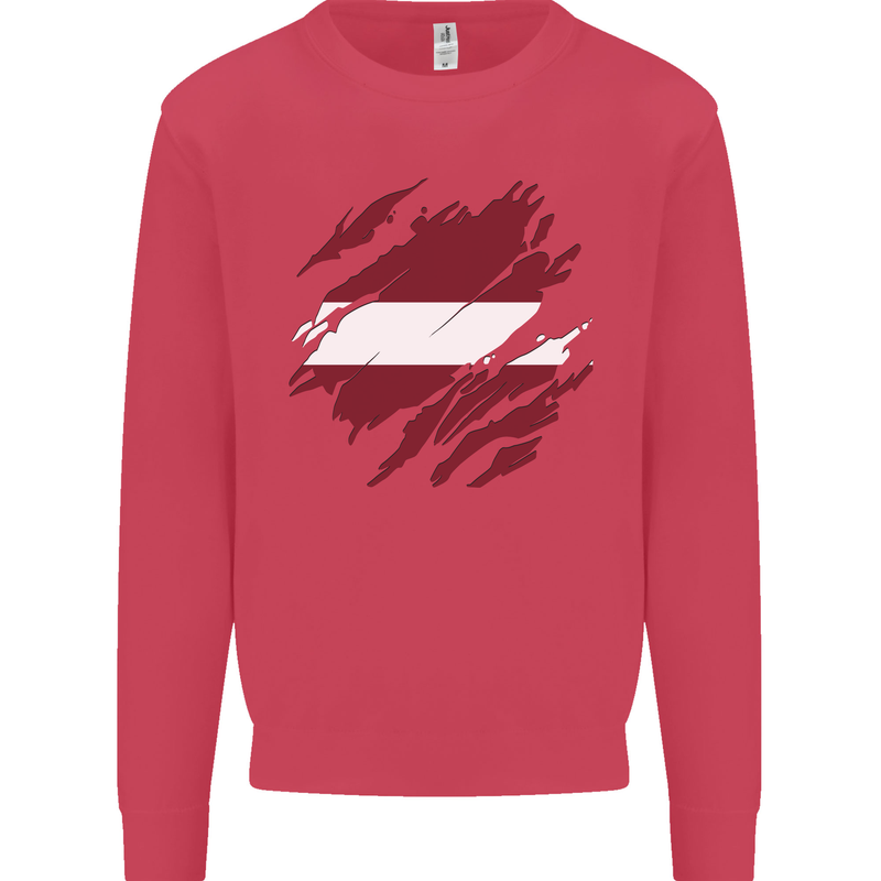 Torn Latvia Flag Latvian Day Football Kids Sweatshirt Jumper Heliconia