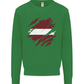 Torn Latvia Flag Latvian Day Football Kids Sweatshirt Jumper Irish Green
