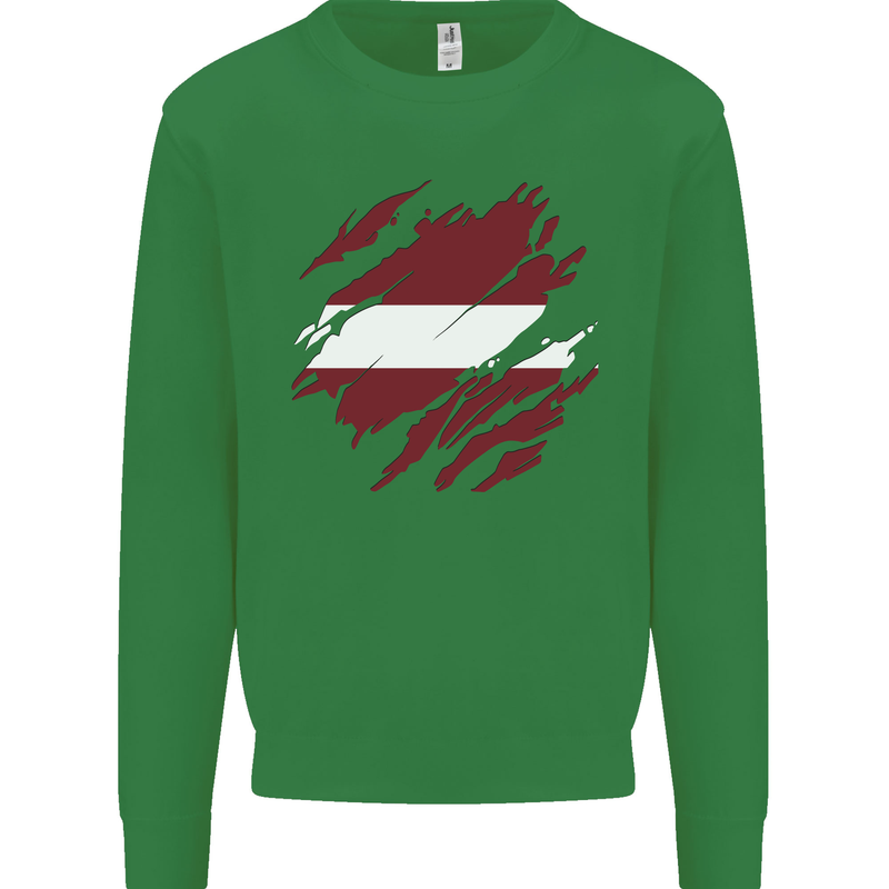 Torn Latvia Flag Latvian Day Football Kids Sweatshirt Jumper Irish Green