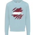 Torn Latvia Flag Latvian Day Football Kids Sweatshirt Jumper Light Blue