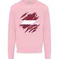 Torn Latvia Flag Latvian Day Football Kids Sweatshirt Jumper Light Pink