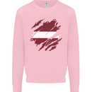 Torn Latvia Flag Latvian Day Football Kids Sweatshirt Jumper Light Pink