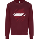 Torn Latvia Flag Latvian Day Football Kids Sweatshirt Jumper Maroon